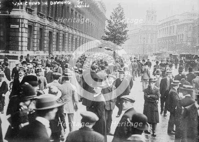 War Crowd in Downing St., London, 1914. Creator: Bain News Service.