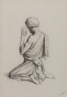 Arab Kneeling in Prayer, c1883. Creator: Charles Bargue.
