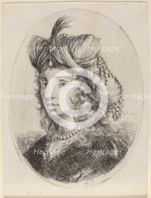 Sultaness Adorned with Pearls, Turned to the Left, 1649/1650. Creator: Stefano della Bella.