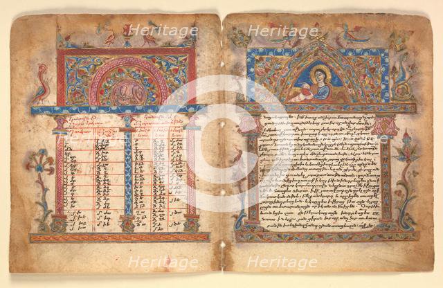 Armenian Manuscript Bifolium, 15th century. Creator: Illuminator Minas.