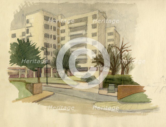 Modern buildings, London, c1950. Creator: Shirley Markham.