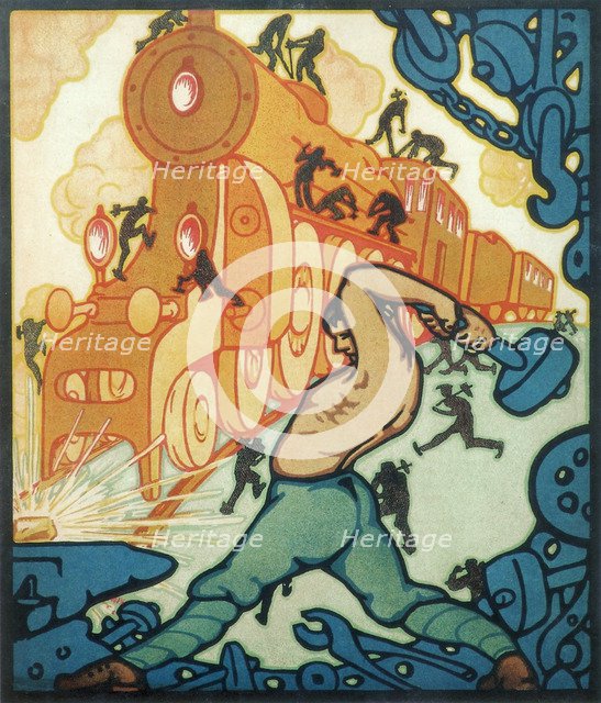 A join effort will raise the country from the ruins, 1920s. Artist: Anonymous  