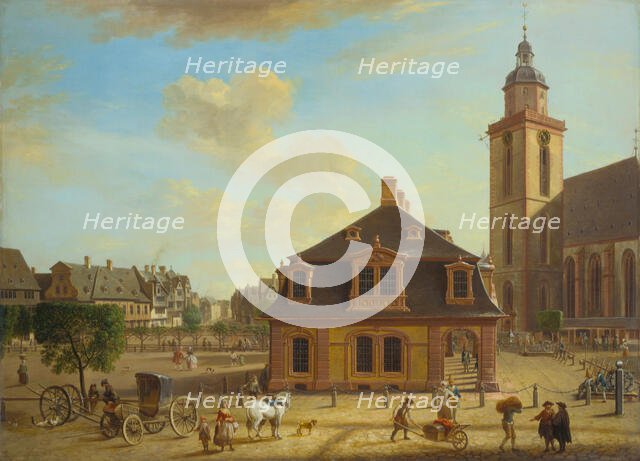 The Rossmarkt in Frankfurt, 18th century. Creator: Christian Georg Schutz.