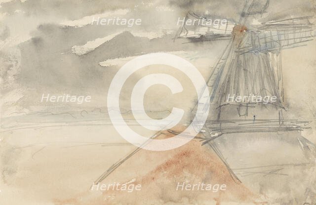 Windmill in moving air, 1834-1911. Creator: Jozef Israels.