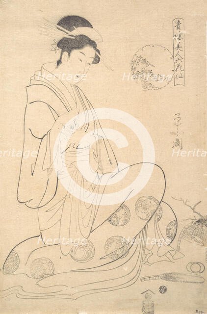 Konosato of Takeya Seated, Holding an Incense Burner. Creator: Hosoda Eishi.