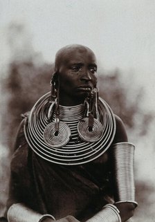 A young Masai woman, wearing much jewellery, approx 1900. Creator: Unknown.