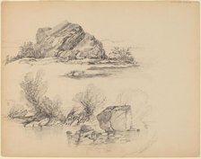 Rocks Along a Lakeshore [recto]. Creator: John William Casilear.