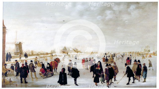 'Winter landscape on the River Ijsel near Kampen', c1615.                          Artist: Hendrick Avercamp