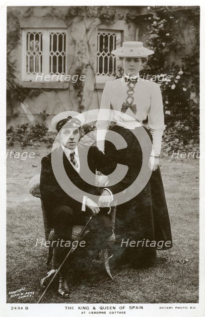 The King and Queen of Spain at Osborne Cottage, Isle of Wight, c1906-c1919(?). Artist: Unknown