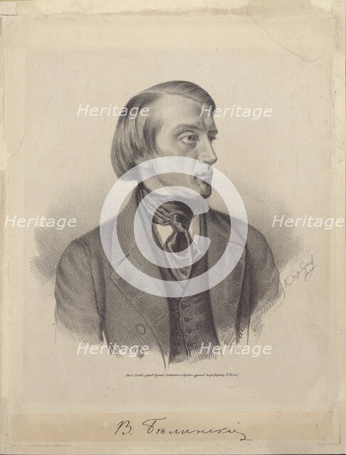 Portrait of the Literary critic and Philosopher Vissarion Grigoryevich Belinsky (1811-1848)... Creator: Gorbunov, Kirill Antonovich (1822-1891).