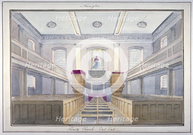 Interior view of the east end of Holy Trinity Church, Newington, Southwark, London, 1826. Artist: G Yates