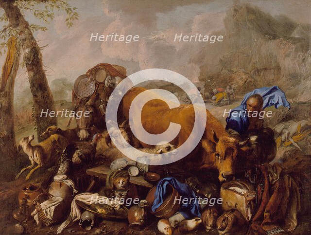 Noah's Sacrifice after the Deluge, between 1650 and 1655. Creator: Giovanni Benedetto Castiglione.