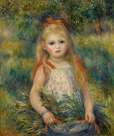 Girl with Flowers, 1888. Creator: Renoir, Pierre Auguste (1841-1919).
