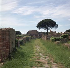 Street and buildings in the Roman town of Ostia, 2nd century. Artist: Unknown