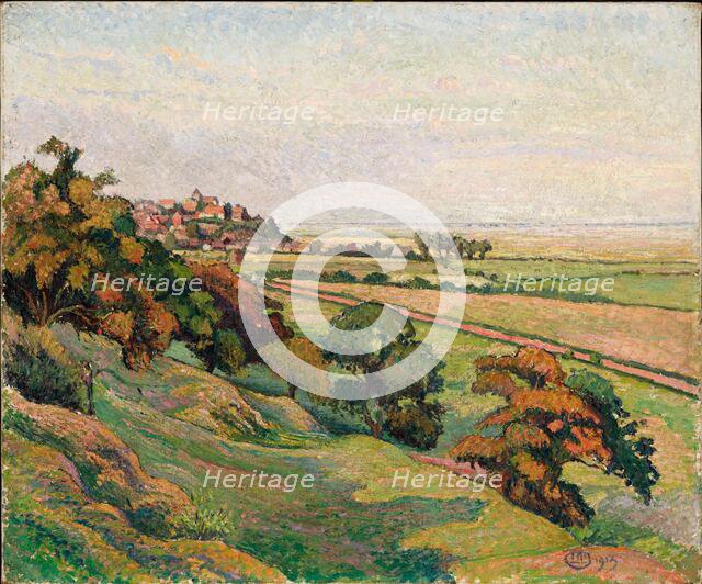 Rye from Cadborough, Sunset, 1913. Creator: Lucien Pissarro.