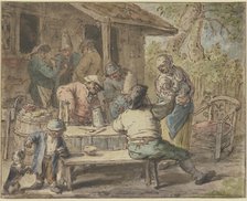 Farmers with children in front of a house, c1655-1670. Creator: Adriaen van Ostade.