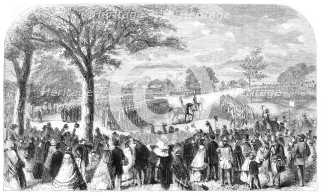 The Review of Lancashire Rifle Volunteers in Knowsley Park..., 1860. Creator: Unknown.