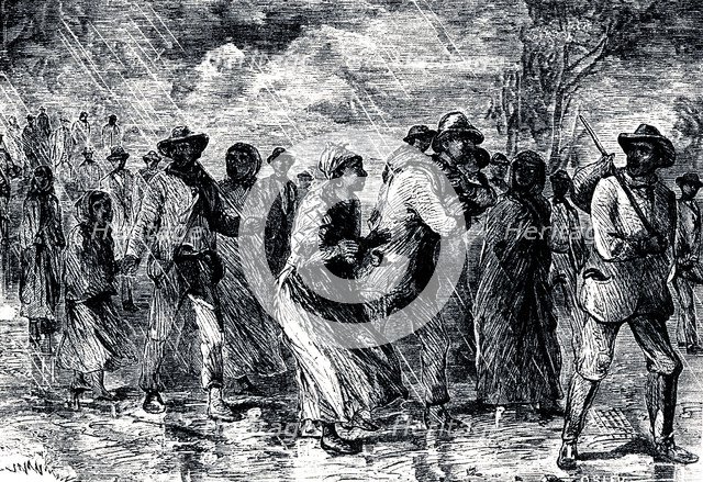Fugitive slaves fleeing from Maryland to Delaware by way of the 'Underground Railroad', 1850-1851. Artist: Unknown