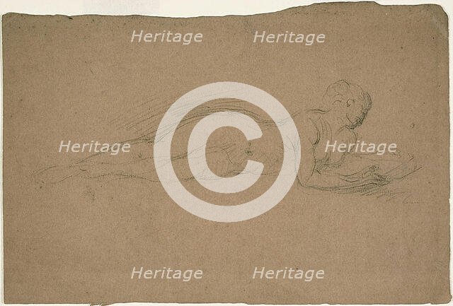 Reclining Woman with a Mirror, c. 1860. Creator: Jean-Baptiste Carpeaux.