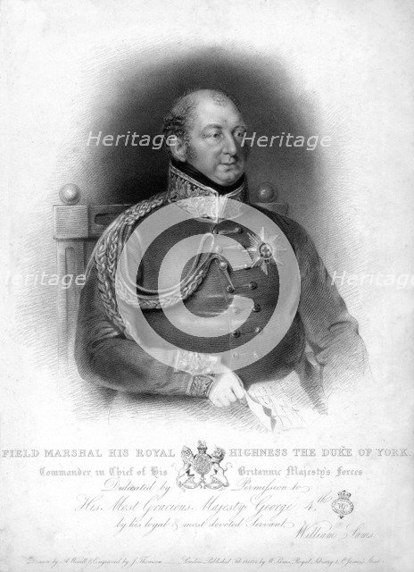 Field Marshal Prince Frederick, Duke of York and Albany (1763-1827), 19th century.Artist: J Thomson