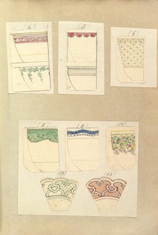 Eight Designs for Decorated Cups and Two Designs for Plate Rims, 1845-55. Creator: Alfred Crowquill.