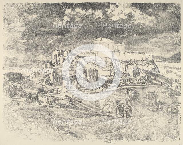 Storm behind the Acropolis, 1913. Creator: Joseph Pennell.