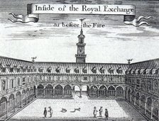 Royal Exchange (1st) interior, London, 1739. Artist: George Vertue