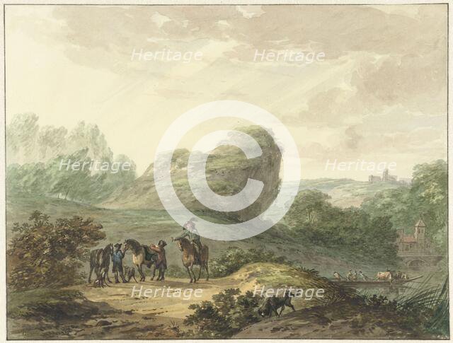 Landscape with horsemen, 1789. Creator: Hermanus Numan.