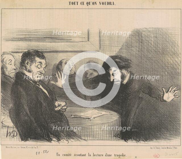 Un comité écoutant la lecture d'une tragédie, 19th century. Creator: Honore Daumier.