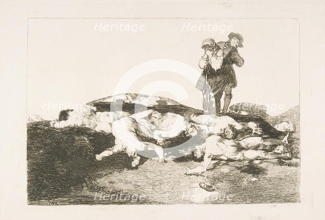 Plate18 from 'The Disasters of War' (Los Desastres de la Guerra): 'Bury them and keep quie..., 1810. Creator: Francisco Goya.