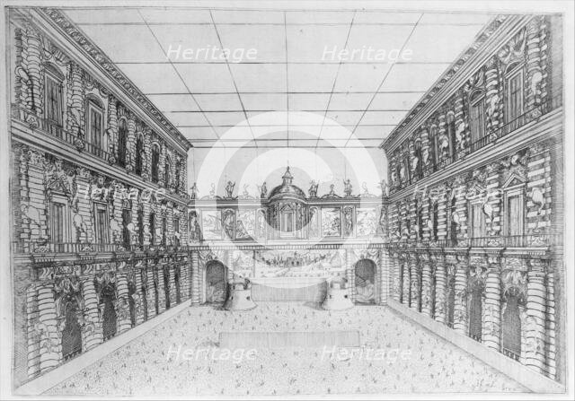 Court of Palazzo Pitti decorated with Candelabra, from an Album with Plates Documenti..., 1589-1592. Creator: Orazio Scarabelli.