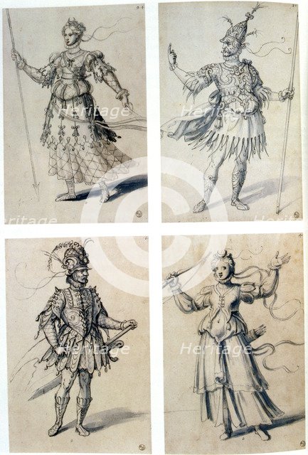 Costume designs for classical deities, 16th century. Artist: Giuseppe Arcimboldi