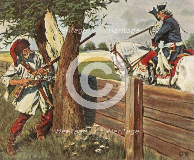 Frederick the Great escapes danger through quick thinking, 1758, (1936). Creator: Unknown.