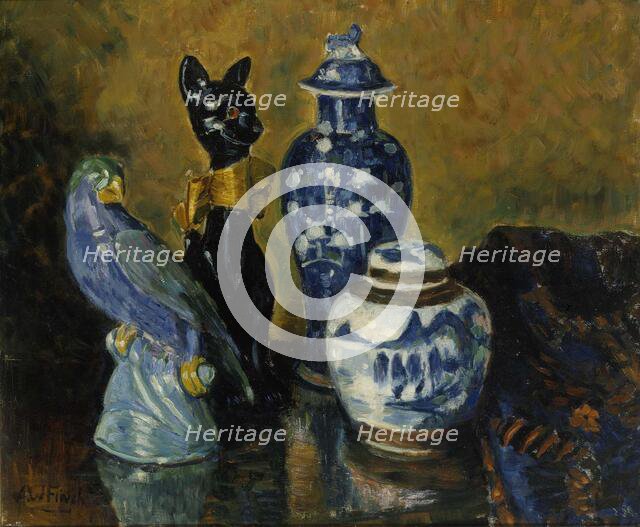 Still Life with Blue Figurines. Creator: Alfred William Finch.