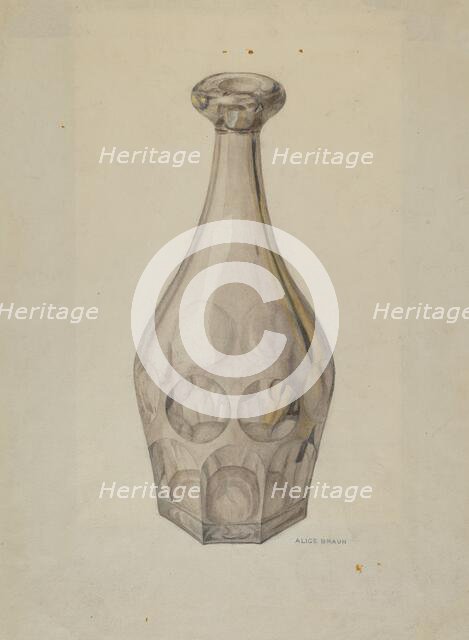 Decanter (Ashberton Pattern), c. 1940. Creator: Alice Braun.