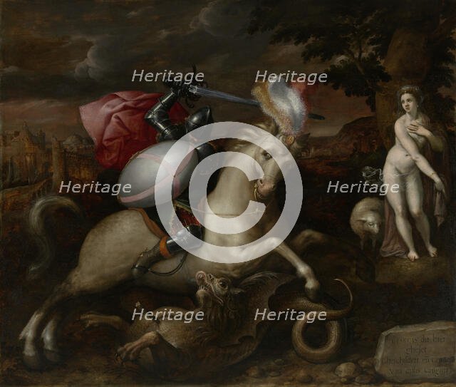 Saint George Defeating the Dragon, 1581. Creator: Gillis Coignet I.