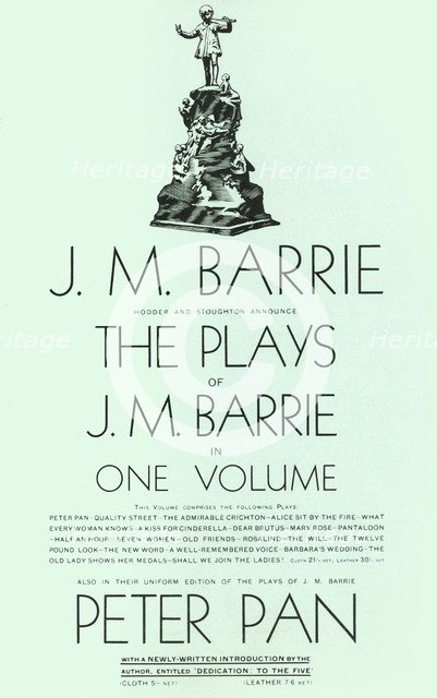 'The Plays of J.M. Barrie in One Volume', 1928. Creator: Unknown.