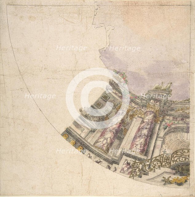 Design for One Eighth of an Illusionistic Ceiling of a Dome, 1700-1780. Creator: Anon.