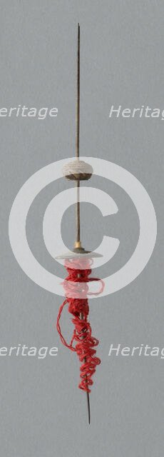 Wooden Spindles with Ceramic Whorls, Peru, 1000/1476. Creator: Unknown.