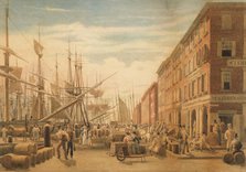 View of South Street, from Maiden Lane, New York City, ca. 1827. Creator: William James Bennett.