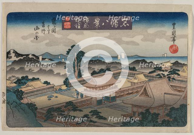 Eight Views of Famous Places: Evening Bell in Kamakura: The Mountains in Awa Province..., early 1830 Creator: Utagawa Toyokuni II (Japanese, 1777-1835).