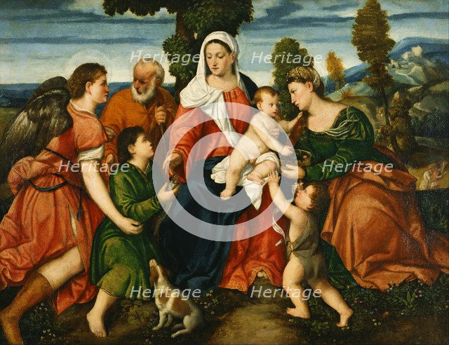 The Holy Family with Tobias and the Angel, Saint Dorothy, John the Baptist and the Miracle of the Co Artist: Veronese (de' Pitati), Bonifacio (1487-1553)