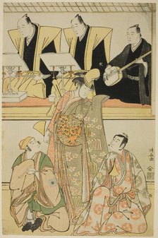 The Actors Nakayama Kojuro VI (Nakamura Nakazo I) as Chidori, Sawamura Sojuro III as Shige..., 1785. Creator: Torii Kiyonaga.