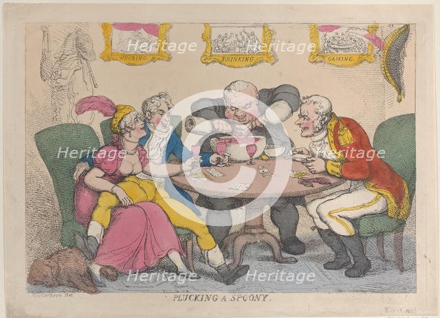 Plucking a Spoony, February 28, 1812., February 28, 1812. Creator: Thomas Rowlandson.