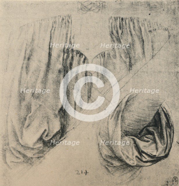 'Study of the Front of a Dress and of a Sleeve', c1480 (1945). Artist: Leonardo da Vinci.