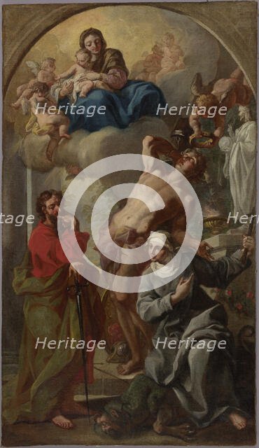 Madonna and Child with Saints Sebastian, Paul and Martha (Acceptance of Saint..., early 18th century Creator: Francesco Solimena.