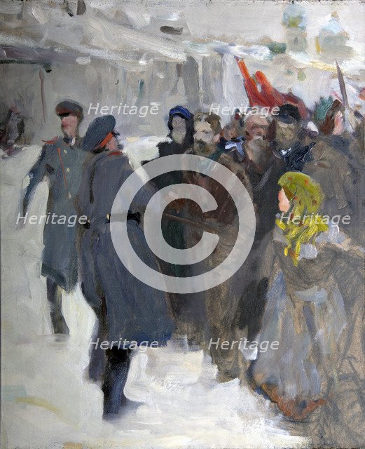 Revolutionary Demonstration', 1906. Creator: Serov, Valentin Alexandrovich (1865-1911).