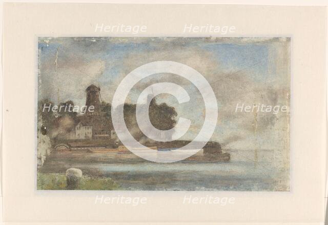 Landscape with windmills by water, 1869-1937. Creator: Antonie Louis Koster.