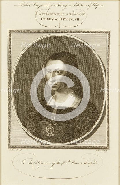 Portrait of Catherine of Aragon (1485-1536), 1780s. Creator: Goldar, Jabez (1729-1795).