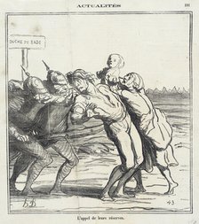 L'Appel de leurs réserves, 1870. Creator: Honore Daumier.